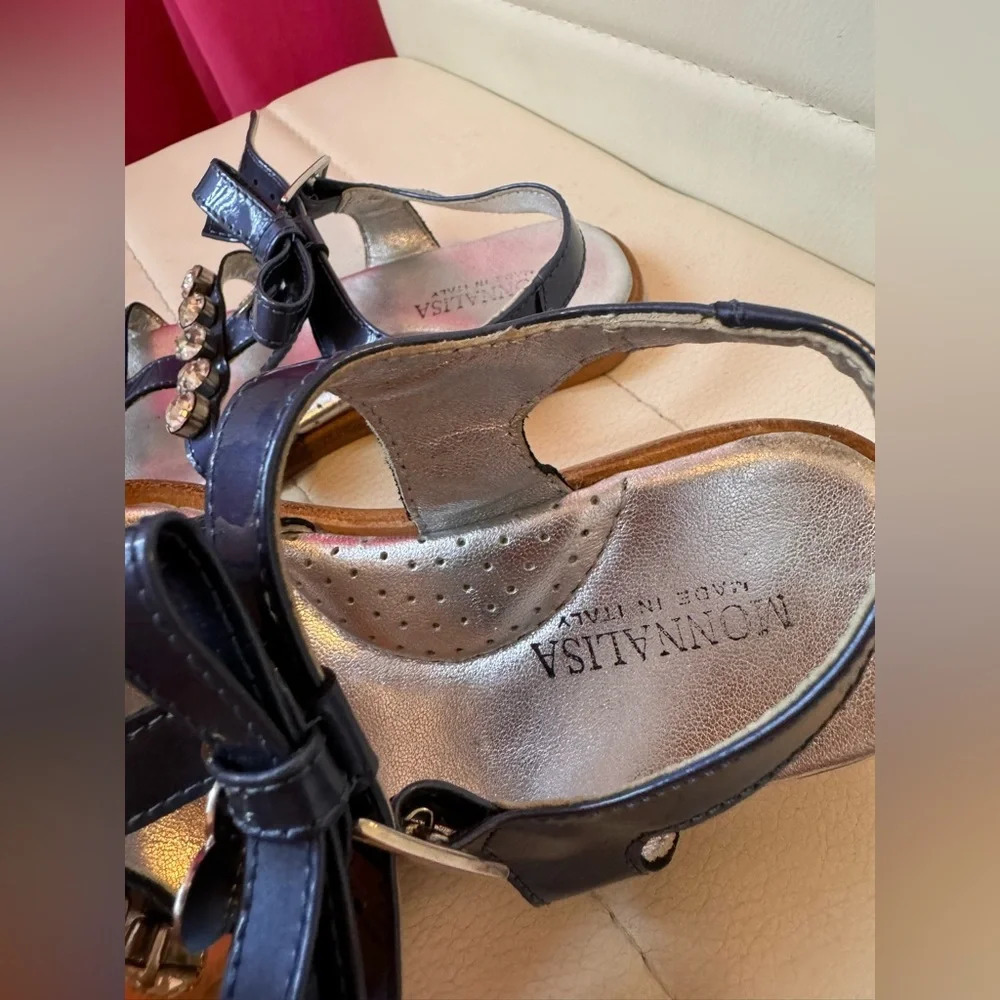 Sandals Girl Monnalisa Italy Leather size 28 us 11 - Picture 3 of 5
